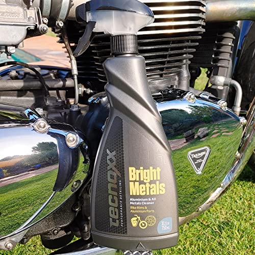 Tecnoxx – Bright Metals Limpia Llantas de aleación y Partes metálicas de Motos y quads 750 mL con pulverizador Envase XL