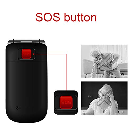 Teléfono Móvil para Personas Mayores Teclas Grandes con Tapa Flip Senior Fácil de Usar Celular para Ancianos con SOS Botones, Pantalla de 2,4+1.77 Pulgadas