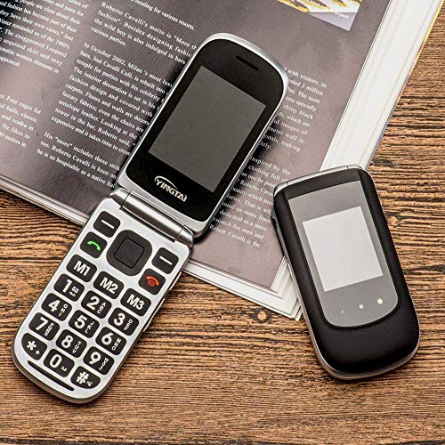 Teléfono Móvil para Personas Mayores Teclas Grandes con Tapa Flip Senior Fácil de Usar Celular para Ancianos con SOS Botones, Pantalla de 2,4+1.77 Pulgadas