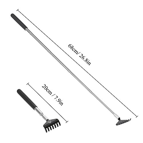 Telescópico Back Scratcher Massager Metal Compacto Extensible 5 Sección 20-68cm Negro