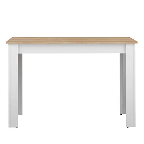 Temahome Mesa de comedor Nice, tablero de partículas de melamina, blanco y roble, 110 x 70 x 73 cm (LxAxH)