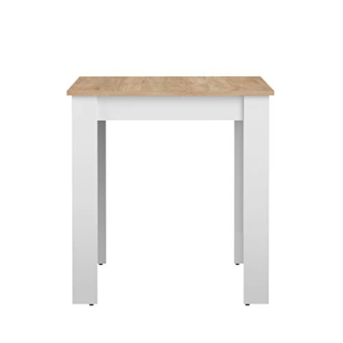 Temahome Mesa de comedor Nice, tablero de partículas de melamina, blanco y roble, 110 x 70 x 73 cm (LxAxH)