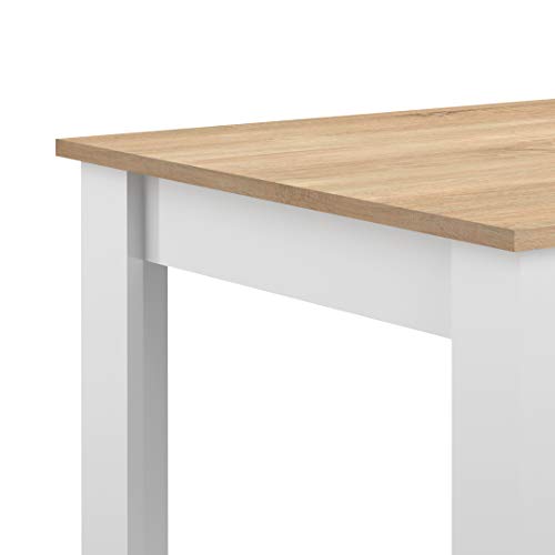 Temahome Mesa de comedor Nice, tablero de partículas de melamina, blanco y roble, 110 x 70 x 73 cm (LxAxH)