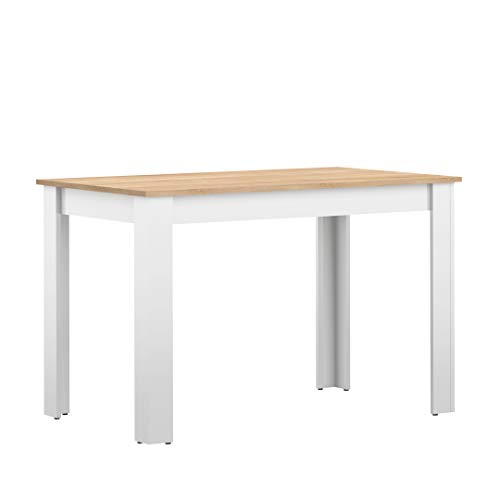 Temahome Mesa de comedor Nice, tablero de partículas de melamina, blanco y roble, 110 x 70 x 73 cm (LxAxH)