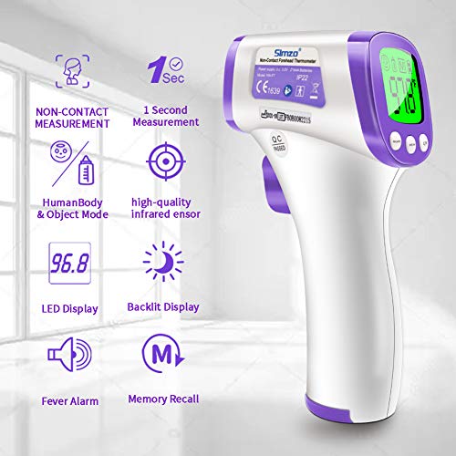 Termometro frontale, termometro a infrarossi senza contatto per adulti, bambini, neonati, lettura istantanea accurata e allarme febbre, richiamo della memoria, ° F / ° C…