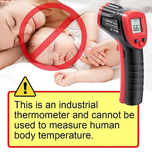 Termómetro Infrarrojo, Eventek Digital Laser IR Sin Contacto, Pistola de Temperatura, No se Puede Medir la Fiebre, Rojo/Negro (ET300, -50°C~420°C (-58°F~788°F))【Uso no corporal】