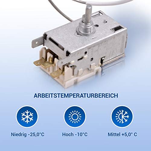 Termostato de refrigeración de repuesto para Liebherr 6151097 Ranco K59-L2622 Miele 1677710 3 x 4,8 mm AMP para frigorífico/congelador, regulador de temperatura de repuesto