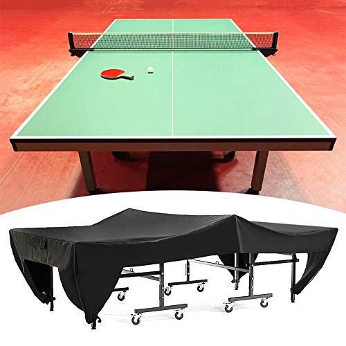 Teror Cubierta de Mesa, Patio al Aire Libre Patio Cubierta de Mesa de Tenis de Mesa Impermeable a Prueba de Polvo Negro 280x153x73cm