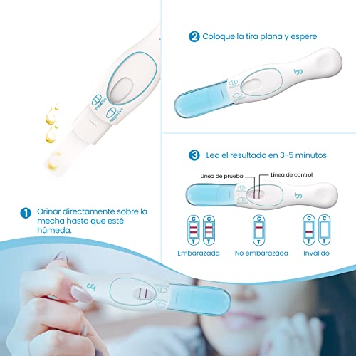 Tests de Embarazo ×2 empaquetado individualmente, Femometer Test embarazo Ultrasensible 25 mIU/ml prueba de HCG tests, Para una Detección Temprana Más del 99% de precisión