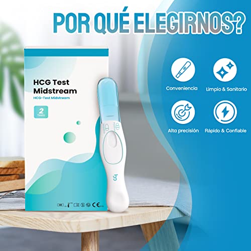 Tests de Embarazo ×2 empaquetado individualmente, Femometer Test embarazo Ultrasensible 25 mIU/ml prueba de HCG tests, Para una Detección Temprana Más del 99% de precisión