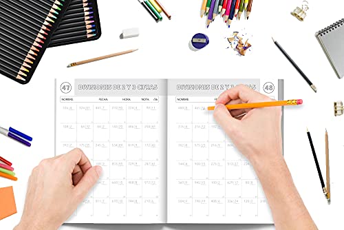 Tests matemáticos cronometrados - Multiplicaciones y divisiones de varias cifras, divisiones largas y matemáticas variadas - Cuaderno de trabajo didáctico - 9-11 años