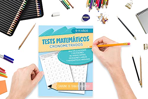 Tests matemáticos cronometrados - Multiplicaciones y divisiones de varias cifras, divisiones largas y matemáticas variadas - Cuaderno de trabajo didáctico - 9-11 años