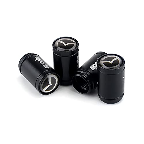 TGFOD 4Piezas Tapas para Válvulas Neumático de Coche Metal, para Mazda CX5 CX7 RX7 626 CX30 Atenza 3 Axela 2 MX5 6 CX3,Antipolvo Antirrobo Tapas de Rueda de Coche Aire Cabezales Madre Tapones Cubierta