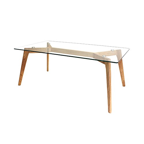 THE HOME DECO FACTORY Mesa, Madera, Transparent-Marron, 110 x 60 x 45 cm