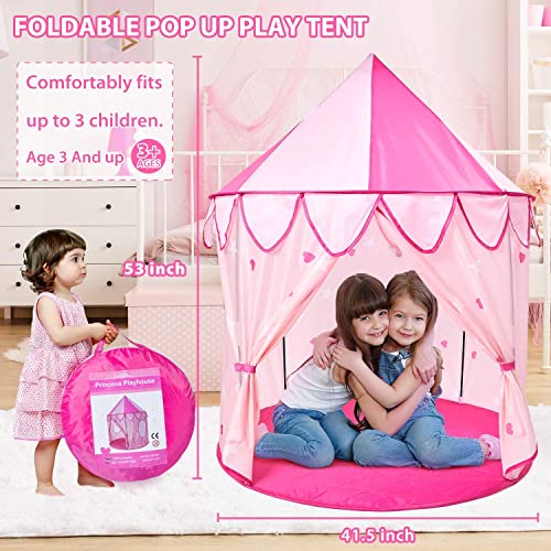 Theefun Tienda de campaña para Juegos de Princesa, Tienda de campaña para niños, Tienda de campaña para Juegos con Bolsa de Transporte, Plegable, para Interiores y Exteriores, Regalo para niños