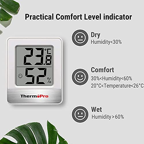 ThermoPro TP49 3 Piezas Mini Termómetro Higrómetro Digital Termohigrómetro de Interior Medidor de Temperatura y Humedad para Medir Ambiente del Hogar