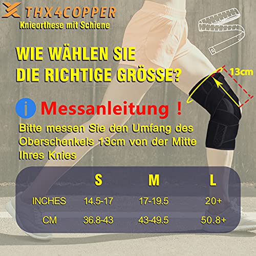 Thx4COPPER Rodillera con férula – Ajustable con correas y estabilizadores laterales – Soporte de rodilla – Rodillera de compresión para dolor de rodilla, ACL, MCL, artritis L