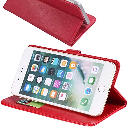 TienJueShi Rojo Retro Premium Función de Soporte Funda Caso Teléfono Case para Doro Secure 580IUP Carcasa Proteccion Cuero Cover Etui