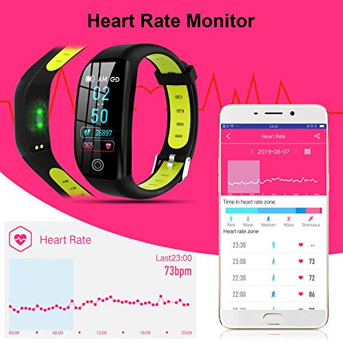 Tipmant Pulsera de Actividad, Reloj Inteligente Smartwatch Impermeable IP68 Pulsera Inteligentes con Pulsómetro Podómetro Calorías Pulsera Deporte para Android y iOS para Hombre Mujer Niños (Verde)