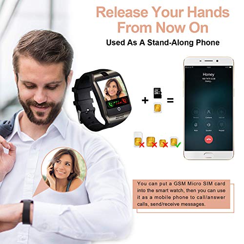 Tipmant Reloj Inteligente Mujer Hombre Smartwatch Pantalla táctil con Ranura para Tarjeta SIM Cámara Podómetro Moviles Baratos y Buenos Pulsera de Actividad para Android Xiaomi Samsung Huawei Negro