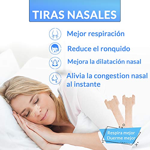 Tiras Nasales Antironquidos Nariz- 50 Tiritas Breathe Right - Remedios para no roncar - Respirador Contra Ronquidos y Mejora Calidad del Sueño - Nasal Strips Deportivas