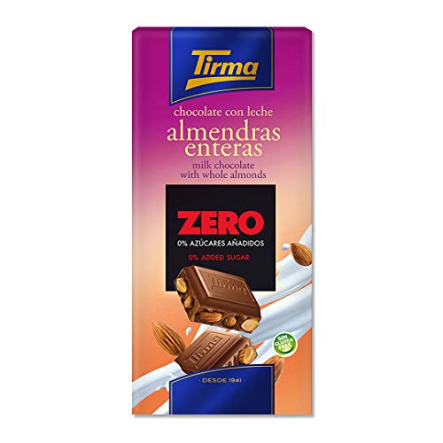 Tirma Chocolate ZERO con Leche y Almendras - Sin Azúcares Añadidos, 125g