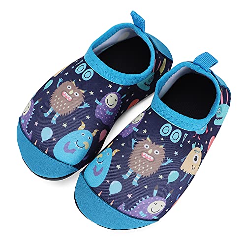 TIZAX Zapatos Verano de Agua para bebés Zapatos Escarpines Antideslizantes para niños Calcetines Descalzo de Secado rápido para Playa Piscina natación Monstruo Azul 22/23