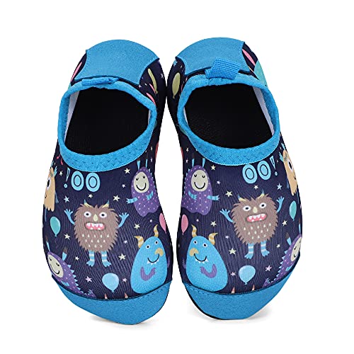 TIZAX Zapatos Verano de Agua para bebés Zapatos Escarpines Antideslizantes para niños Calcetines Descalzo de Secado rápido para Playa Piscina natación Monstruo Azul 22/23