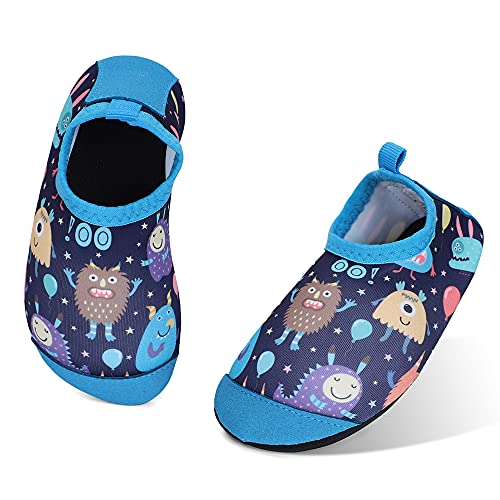 TIZAX Zapatos Verano de Agua para bebés Zapatos Escarpines Antideslizantes para niños Calcetines Descalzo de Secado rápido para Playa Piscina natación Monstruo Azul 22/23