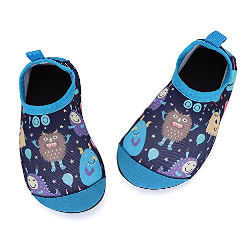 TIZAX Zapatos Verano de Agua para bebés Zapatos Escarpines Antideslizantes para niños Calcetines Descalzo de Secado rápido para Playa Piscina natación Monstruo Azul 22/23