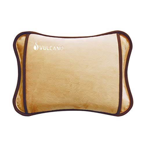 TM Electron Vulcano Bolsa De Agua Térmica Recargable En 5 Minutos Para 2 Horas De Uso Con Recubrimiento Suave De Microfibra Para Calmar Molestias Musculares, Marrón, 29x20x6 cm