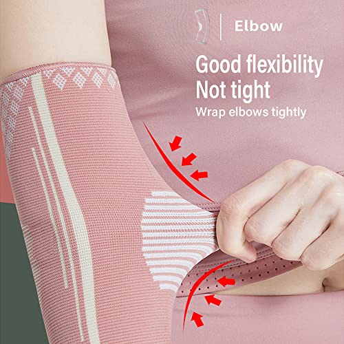 TOFBS 1 Par Coderas Epicondilitis para Mujer y Hombre, Coderas Deportiva, Codera Codo Tenista y Codo de Golfista, Coderas para Tendinitis y alivio del dolor articular (M, Rosa)