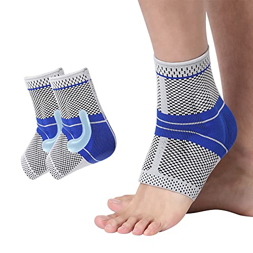 TOFBS 1 Par Tobillera de Compresión con Silicona Gel Pad Unisex, Soporte de Tendón de Aquiles y Fascitis Plantar, Alivia Hinchazón Dolor (XL)