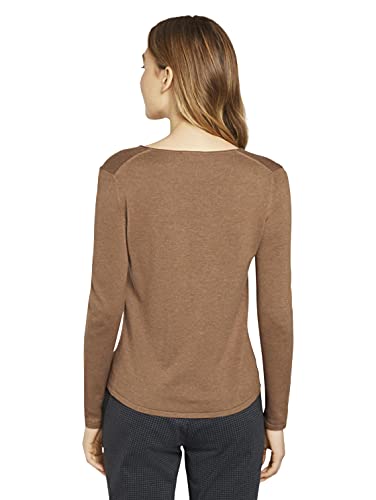 Tom Tailor Basic V-Neck Suéter, Hay 13261-Juego de Mesa y sillas de Paseo, Color Beige, S para Mujer