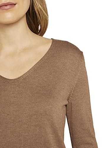 Tom Tailor Basic V-Neck Suéter, Hay 13261-Juego de Mesa y sillas de Paseo, Color Beige, S para Mujer