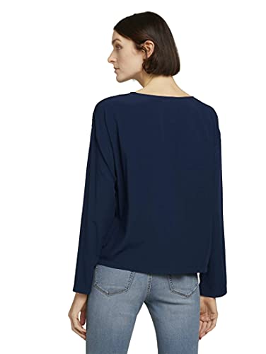 TOM TAILOR Denim Feminie Bluse Botón raglán, Relasthanl 10360-Silla de Paseo, Color Azul Marino, S para Mujer