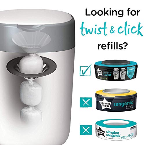 Tommee Tippee Sangenic Recambios Sistema avanzado para desechar pañales Twist & Click, paquete de 12 (compatibles con los contenedores Sangenic TEC y Twist and Click)