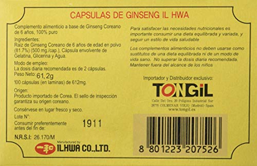 TONG-IL - CAP. GINSENG 500 100cp IL HWA