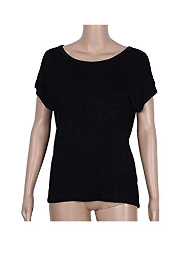 Top Blusa De Verano Manga Corta Espalda Descubierta Camiseta Túnica para Mujer Negro M