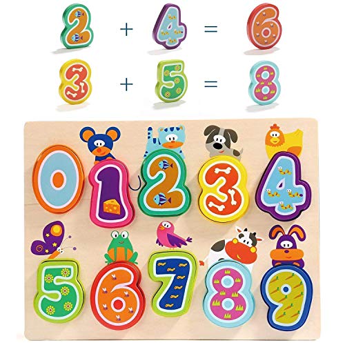 TOP BRIGHT Puzzle de Madera Infantil – Encaja y Ordena los Números - Rompecabezas de Madera para Bebés y Niños de 1 año - Materiales de Primera Calidad - Juguete Educativo para Desarrollo Cognitivo