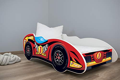 Topbeds - Cama infantil, diseño coche de carreras, colchón incluido