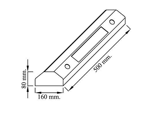 Tope ruedas de plástico polipropileno Silver para estacionar rueda de coche dimensiones 50x16x8 cm (1- Tope)