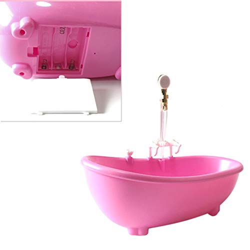 TOYANDONA Juego de Baño de Trabajo de Muñeca Bañera de Muñeca Rosa con Mano de Obra Tina de Juguetes de Juguete de Juguete para Niños sin Batería