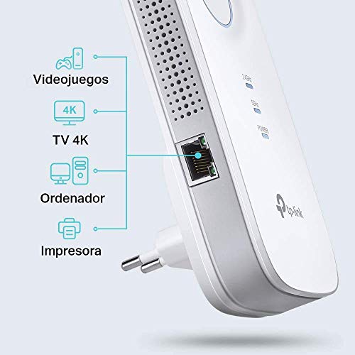 TP-Link AC1750 (RE455) - Repetidor WiFi Inalámbrico, Velocidad Banda Dual, Extensor de Red y Punto de Acceso, Compatible con Módem Fibra y ADSL, Indicador Luz Inteligente, 1xPuerto Gigabit