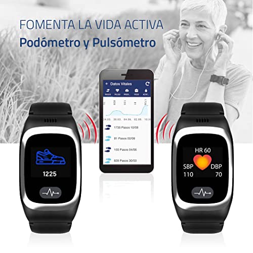 Tracmi Reloj B6 con botón de Llamada de Emergencia SOS - Localización GPS - Podómetro para Control de Actividad - Protección y Cuidado de Mayores, con Alzheimer o Demencia