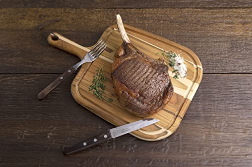 Tramontina 29899-312 Gaucho - Juego de 4 cubiertos para carne (2 cuchillos de carne y 2 tenedores de carne, acero inoxidable, mango de madera, FSC, AISI 420)