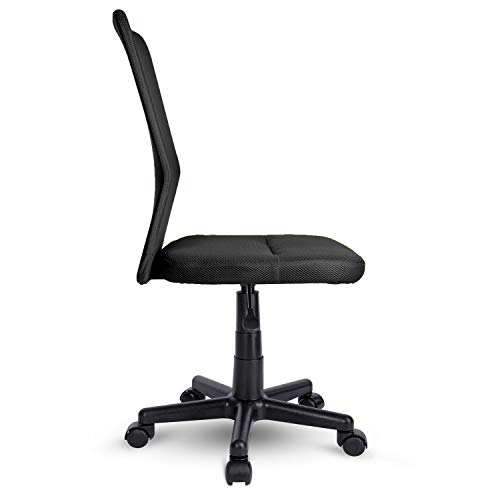 TRESKO Silla de Oficina Escritorio giratoria, Disponible en 7 Variantes de Colores, con Ruedas para Suelos Duros, Regulable en Altura de Forma Continua, Asiento Acolchado, Respaldo ergonómico (Negro)