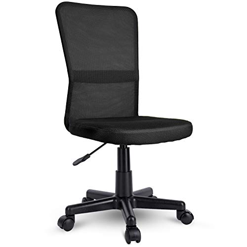 TRESKO Silla de Oficina Escritorio giratoria, Disponible en 7 Variantes de Colores, con Ruedas para Suelos Duros, Regulable en Altura de Forma Continua, Asiento Acolchado, Respaldo ergonómico (Negro)