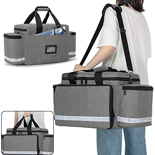 Trunab Bolsa Médica de Primeros Auxilios de Emergencia Vacía Gris, Botiquines de Primeros Auxilios Bolsa Almacenamiento Médico con Divisores Interiores y Fondo Antideslizante, Ideal para EMT, EMS