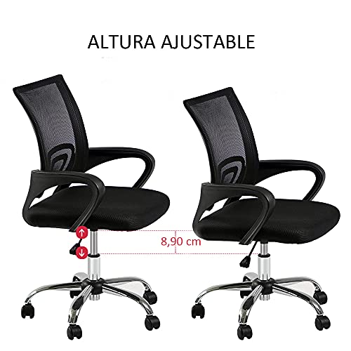 TT AM-OC533 Silla de Oficina con Soporte Lumbar, Acero, Negro, Universal